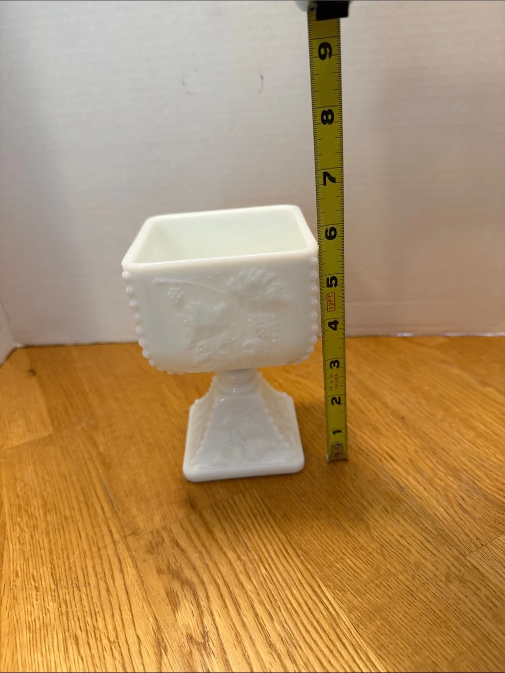 Westmoreland White Milk Glass Pedestal Compote with Grape Motif